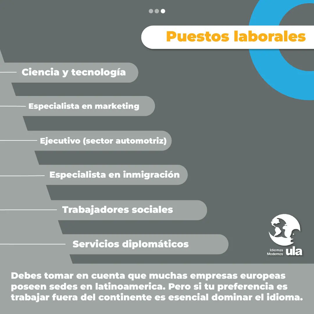 ¿𝗣𝗼𝗿 𝗾𝘂𝗲́ 𝗮𝗽𝗿𝗲𝗻𝗱𝗲𝗿 𝗮𝗹𝗲𝗺𝗮́𝗻?

👩🏻‍🏫El abanico de 𝗽𝗼𝘀𝗶𝗯𝗶𝗹𝗶𝗱𝗮𝗱𝗲𝘀 𝗽𝗿𝗼𝗳𝗲𝘀𝗶𝗼𝗻𝗮𝗹𝗲𝘀 𝘀𝗲 𝗮𝗯𝗿𝗲 𝗰𝘂𝗮𝗻𝗱𝗼 𝘀𝗲 𝗵𝗮𝗯𝗹𝗮 𝗮𝗹𝗲𝗺𝗮́𝗻, ya sea en empresas en Alemania, Suiza, Austria o lazos comerciales con algún país germanohablante.