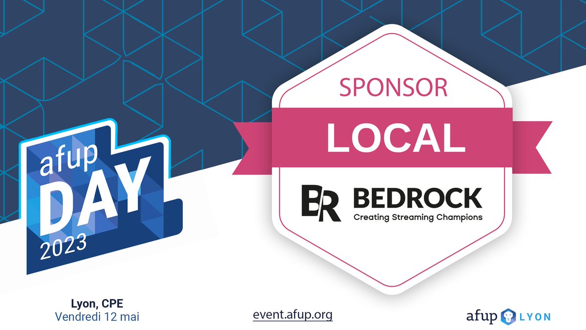 AFUP (@afup) on Twitter photo Non seulement ses équipes débarquent en force à l'AFUP Day 2023 Lyon, mais en plus <a href="/Bedrock_Stream/">Bedrock Streaming</a> est sponsor de l'édition ! Merci de votre présence fidèle à nos côtés, rendez-vous le 12 mai à CPE.
🏅Bedrock - sponsor local de l'AFUP Day 2023 Lyon - vendredi 12 mai Non seulement ses équipes débarquent en force à l'AFUP Day 2023 Lyon, mais en plus <a href="/Bedrock_Stream/">Bedrock Streaming</a> est sponsor de l'édition ! Merci de votre présence fidèle à nos côtés, rendez-vous le 12 mai à CPE.
🏅Bedrock - sponsor local de l'AFUP Day 2023 Lyon - vendredi 12 mai