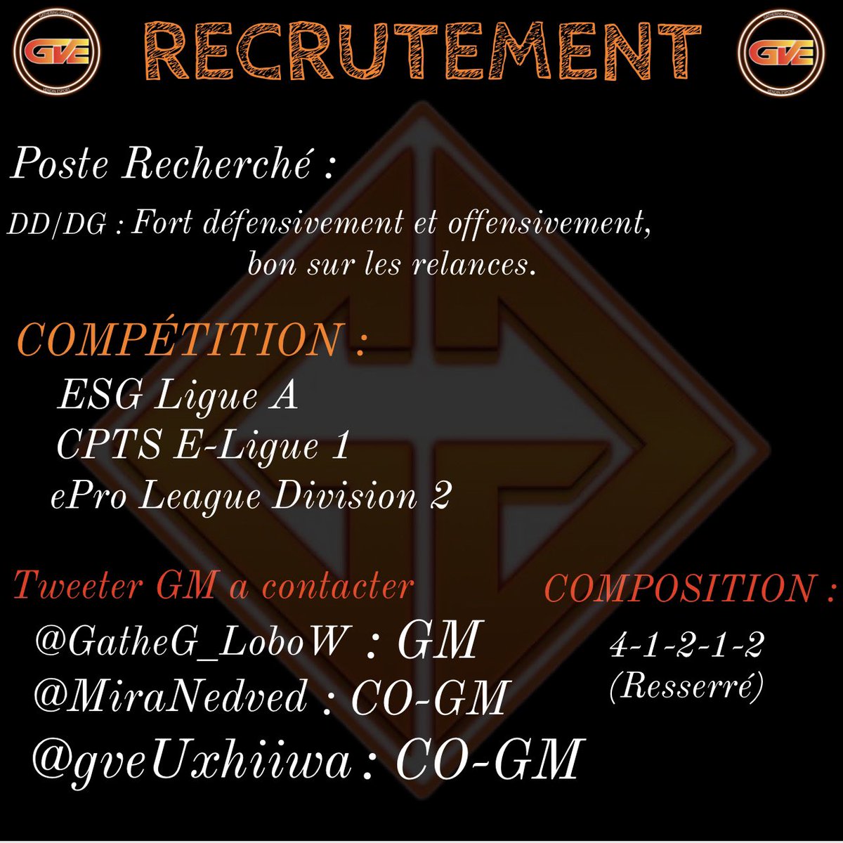 Salut à tous !!! 
La VenDin Esport cherche à pofiner sont effectif si des joueurs F/A hésiter pas a nous MP.
<a href="/EconoXBL/">EconoX</a> <a href="/devilsbatsespo1/">Devils Bats</a> <a href="/GatheG_LoboW/">GVE LoboW</a> <a href="/MiraNedved/">SKH Nedved co gm Vendin Esport</a> @gveUxhiiwa