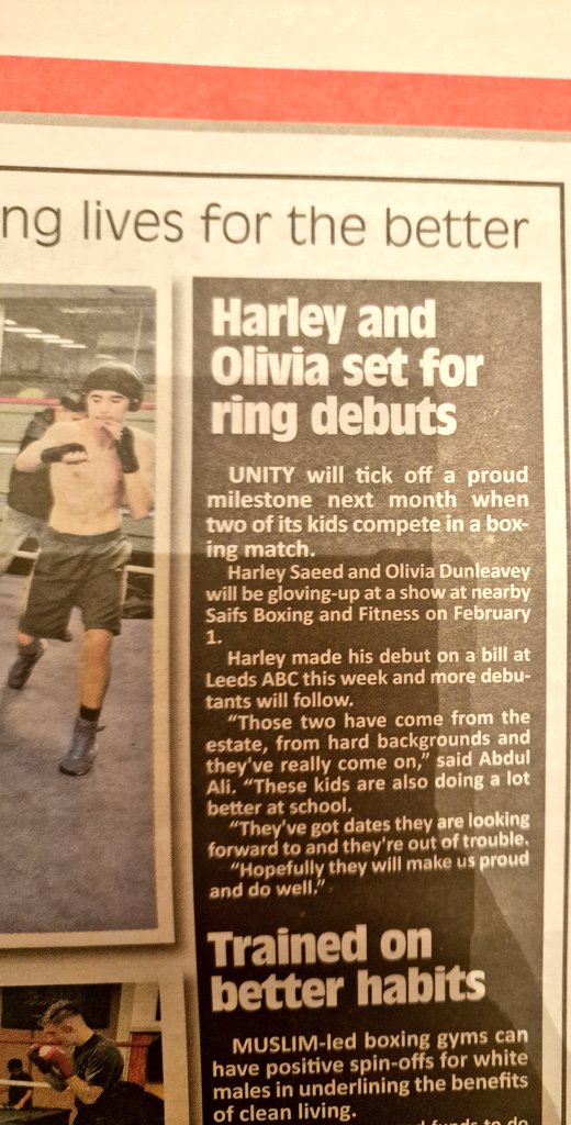 Honestly so proud of these guys at Unity Boxing Centre

And Harley won his first fight yesterday what an absolute star!

Great coverage <a href="/rotherhamtiser/">Rotherham Advertiser</a> 

Even included <a href="/313ALI1/">Kash Ali</a> visit to <a href="/ColeridgeSchool/">Coleridge Primary</a> too!

Yas! Gwan lads!

#teamuninty 
#boxing