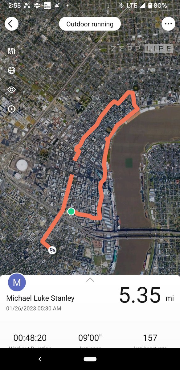 F3_webelo's tweet image. Obviously, my GPS is delayed and off a bit, since we definitely finished where we started... But #StifflersMom gave me a "scenic" ~5.5 mi tour of NOLA French Quarter in the gloom... BEFORE the street sweepers. @F3NewOrleans
#downrange @F3JacksonMS