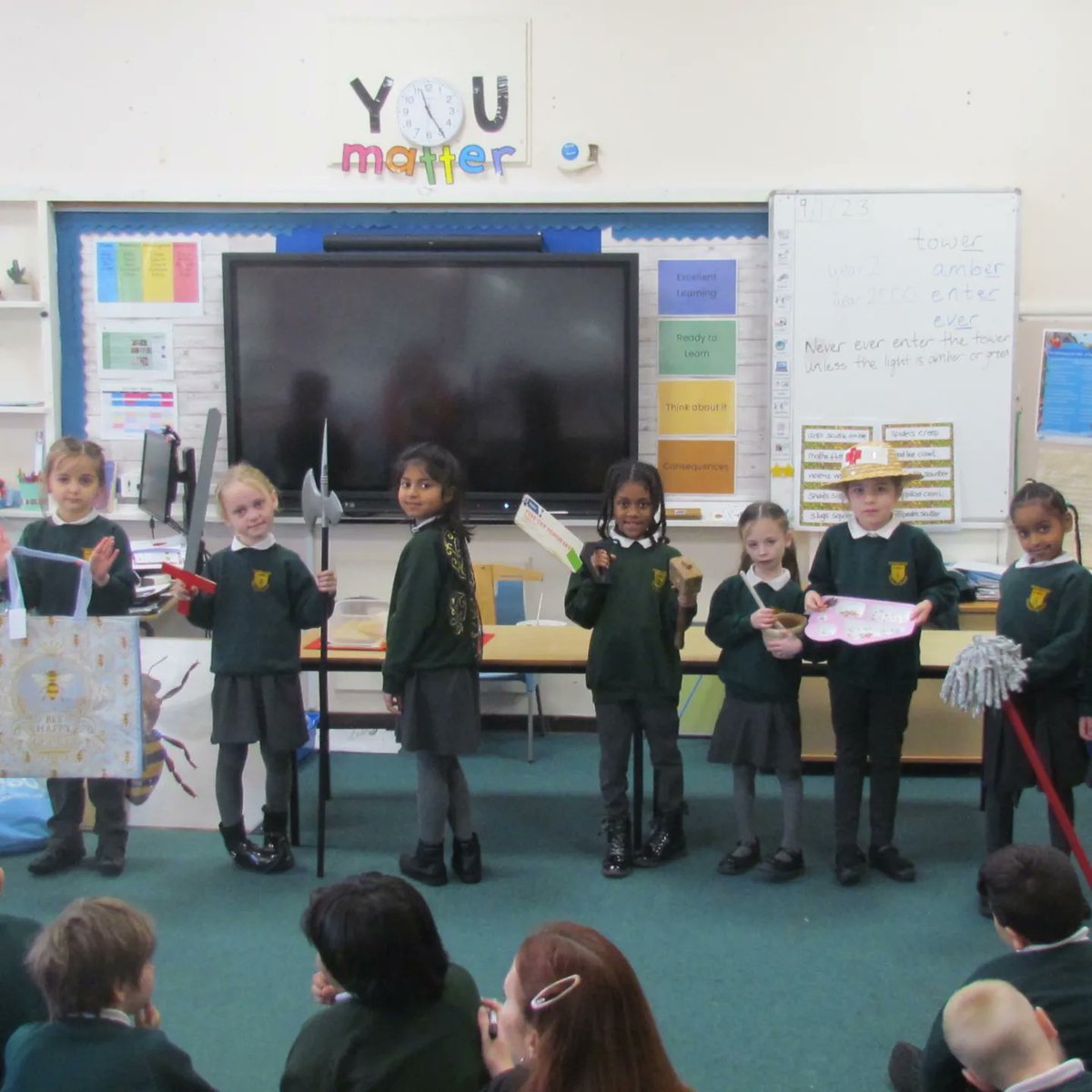 rhpkingston's tweet photo. As part of their topic #wriggleandcrawl Year 2 met Barry the local beekeeper. The pupils modelled theirselves on various roles bees have in the hive. #EnrichedExperiences #wriggleandcrawl #beekeeping https://t.co/f9OAeGcC1W