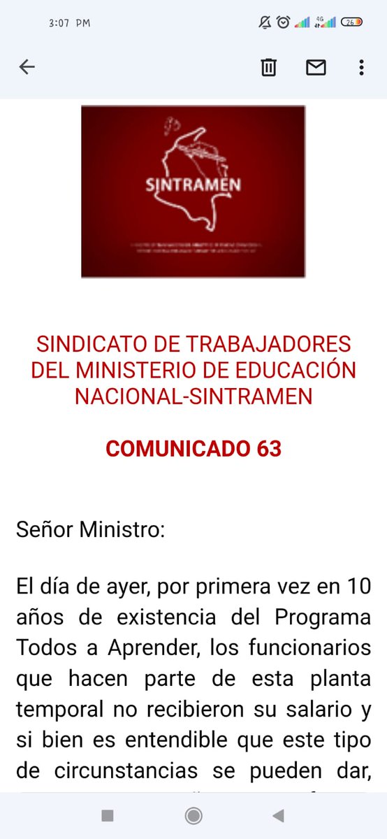 sintramen's tweet photo. ¡ALERTA! Nuestros compañeros formadores del PTA sin salario del mes de enero, Ministro @agaviriau exigimos el pago inmediato al que tienen derecho, y una explicación clara y oportuna de la situación, lo cuál es vital para construir un ambiente laboral saludable. @cutcolombia https://t.co/FgnAYvK1mx