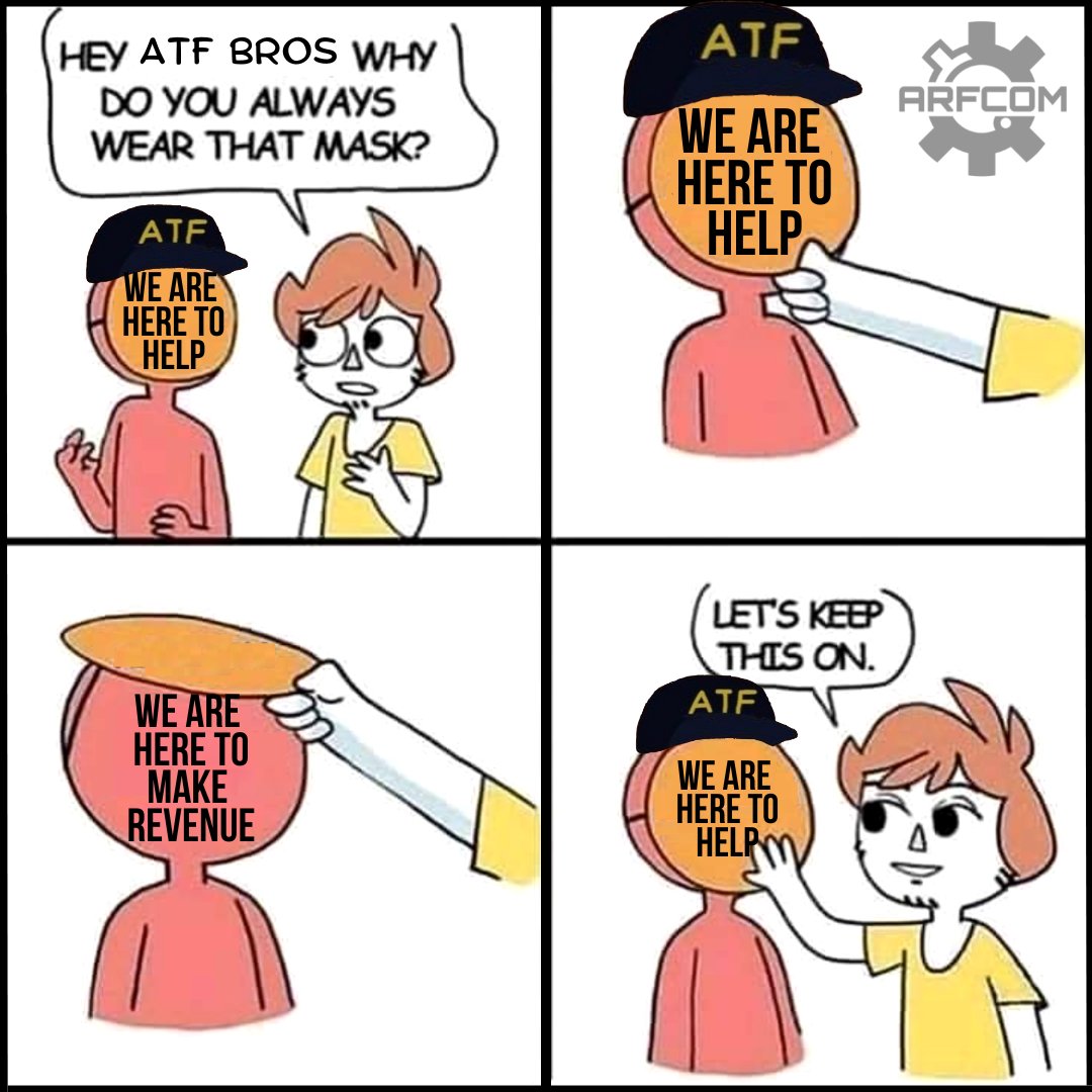 ARFCOMACTUAL's tweet image. "We are here for your safety, please don't resist"

#iykyk #arfcom #pro2A #2A #Memes