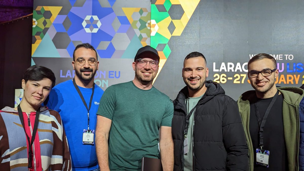 threlsltd's tweet photo. Our europe-based backend forum attended the first day of @LaraconEU and got the chance to meet @taylorotwell and the team behind Laravel. #laraconeu https://t.co/jgoIjcZXmh