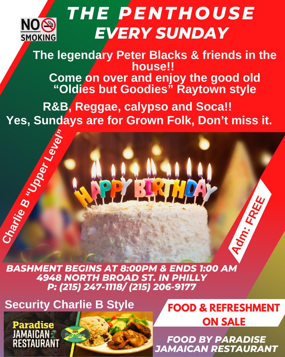 ParadiseJamaic1's tweet image. It’s Joan's birthday party this Sunday! !! Come on over and join in the celebration.  Birthday party first bottle of champagne is on us!!
#riverdeck #RedwineRestaurant #visitphilly #phillyfunguide #peterblacks #Reggae