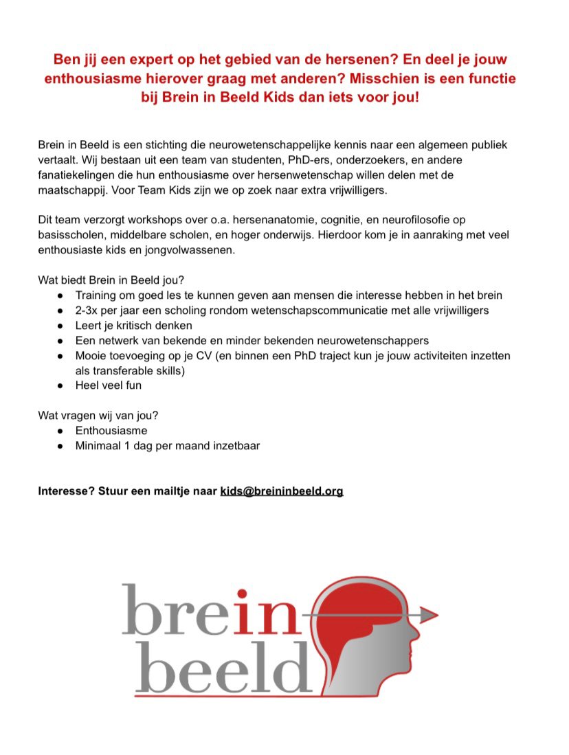 BreininBeeld's tweet photo. Brein in Beeld Kids zoekt nieuwe vrijwilligers! Is dit iets voor jou? https://t.co/3G4fV6MOM1