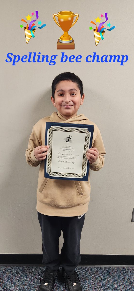 Ms Llamas (@llamas_3rdgrade) on Twitter photo HIP HIP HOORAY! I am so proud to celebrate Rodolfo as <a href="/ErmelES_AISD/">Ermel Elementary</a> Spelling Bee Champ!
I've been telling my kids that they are the smartest students in the nation 😁. #llamashomeroom #duallanguage #lovemystudents HIP HIP HOORAY! I am so proud to celebrate Rodolfo as <a href="/ErmelES_AISD/">Ermel Elementary</a> Spelling Bee Champ!
I've been telling my kids that they are the smartest students in the nation 😁. #llamashomeroom #duallanguage #lovemystudents