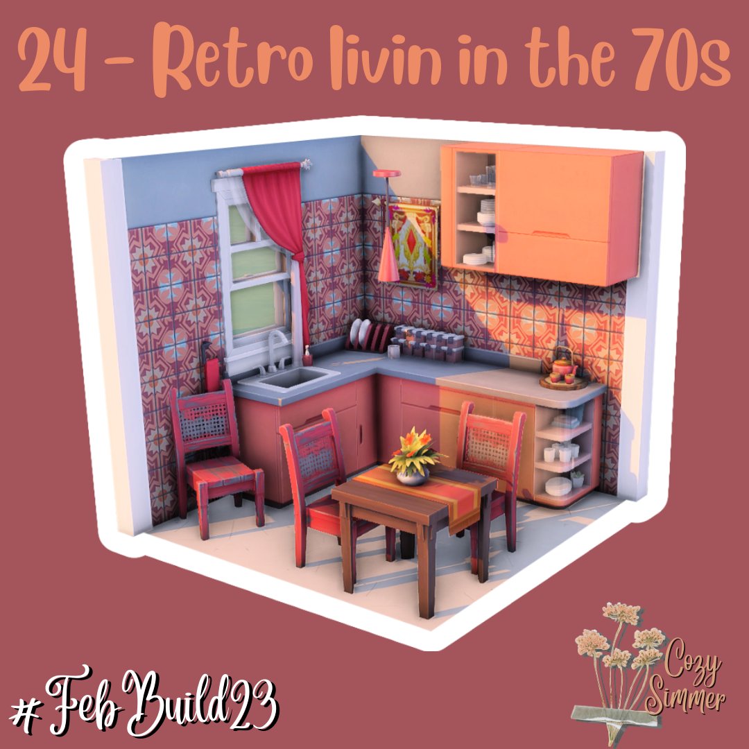 Cozy_Simmer's tweet photo. 🍁Day 24 - Retro Livin in the 70s 🍁
This one was made using exclusively inspiration pics, so if you find a 70s kitchen interior design pic that looks like this but in green, no you didn't hehe💕✨
@TheSims #ShowUsYourBuilds #FebBuild23 https://t.co/nQlcCHJ1iU
