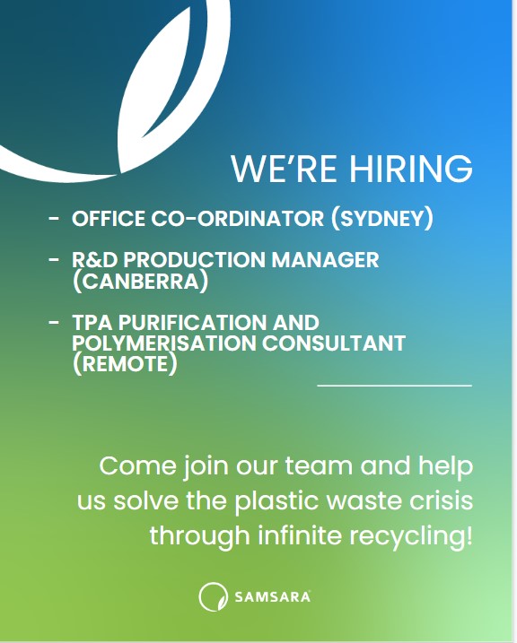 So amazing to be kick starting 2023 with new roles at Samsara Eco!

Check out our careers page lnkd.in/dQ7JbscG and apply!

#hiring #envirotechroles #envirotech #infiniterecycling #savetheplanet #recruiting #deeptech