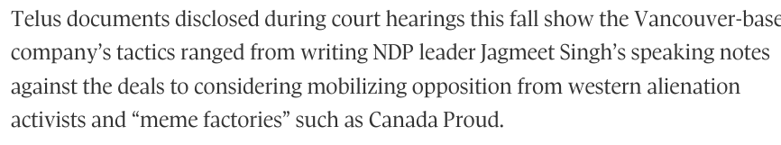 Um, why is Jagmeet Singh letting a corporation write his speaking notes on anything?