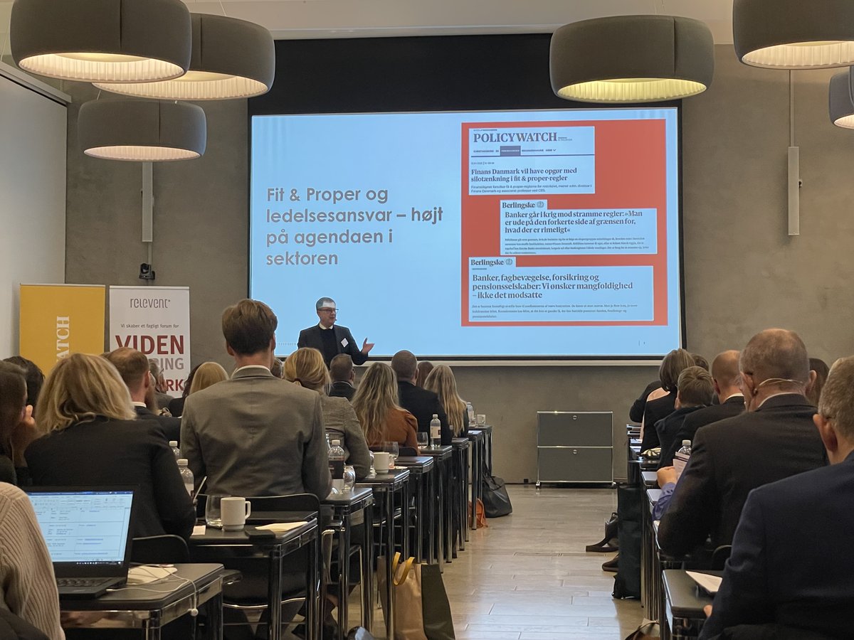 Tak til <a href="/m_camphausen/">Michael Camphausen</a> og @Relevent for en spændende konference FINANS og TILSYN 2023 -  det var en fornøjelse at bidrage til et vigtigt emne og den gode tradition, som konferencen er 🙏🙏🙏👍👍👍 #fitandproper #governance
