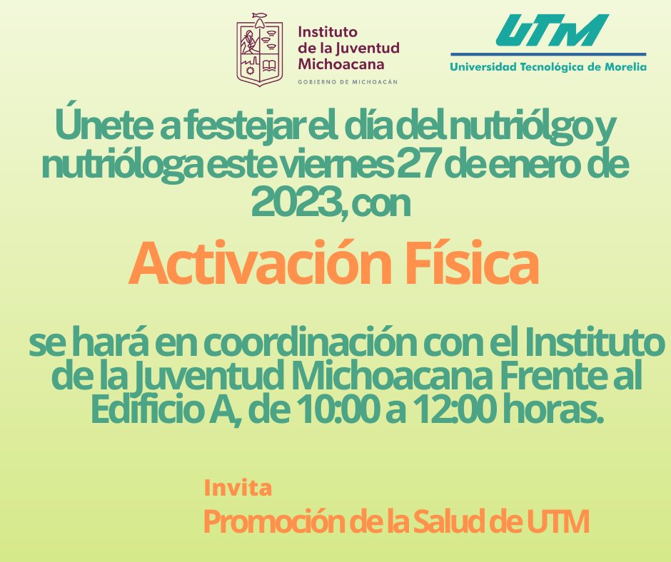 UTMorelia's tweet photo. Los nutriólogos nos ayudan a  prevenir enfermedades, nos  diagnostican y nos ayudan con  el manejo de cambios nutricionales en pacientes con enfermedades crónicas principalmente en el cuidado de la salud.  #SomosUTM #HonestidadyTrabajo https://t.co/bmc5o8sbzv