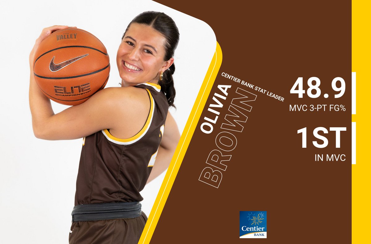 This week's Centier Bank stat leader is Olivia Brown of <a href="/ValpoWBB/">Valpo Women’s Basketball</a>, who leads the MVC in conference-only 3-point field goal percentage! #GoValpo