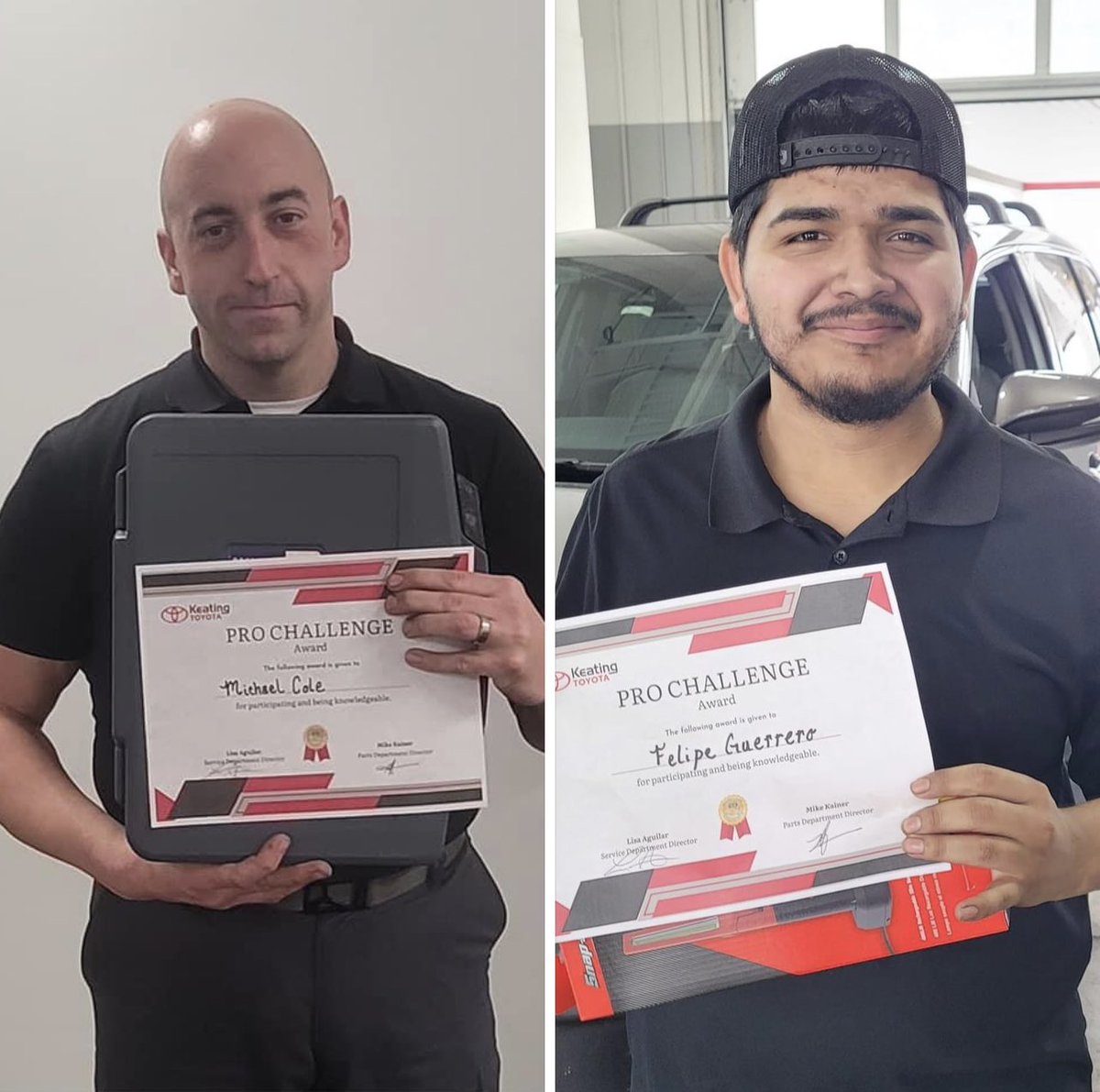 Congratulations to our super stars!!! Mike Cole and Felipe Guerrero won the Toyota Pro Rewards Challenge.  Thank you for all that you do for our team! We are proud of you! 🥳
#KeatingToyotaServiceDept #KeatingToyota #KeatingAutoGroup #ExcellenceAlways #fyp #dealershiplife #Toyota