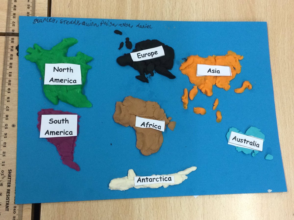 HBJSCH63's tweet photo. 5S enjoyed using play-doh for our ‘What is a continent?’ Lesson. We labelled each continent and the oceans. #HBJSYear5 #HBJSGeography https://t.co/fUkDD45FGZ