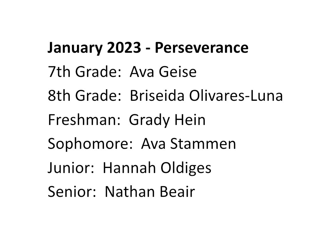 MinsterSchools's tweet photo. When the going gets tough, these Cats aren’t afraid to grind!  Congrats to our Persevering Cats of January, and thanks again to @DanoneNA and @MinsterTech for providing their awards. https://t.co/h5jeM5PWge