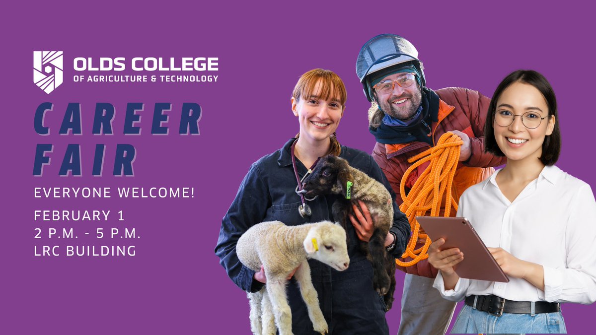 OldsCollege's tweet photo. Over 60 employers will be available to all job seekers on February 1 at #OldsCollege. From 2 PM - 5 PM bring your resume to meet with your potential new boss! #AbJobs #MyOlds https://t.co/j1FL890Vqd