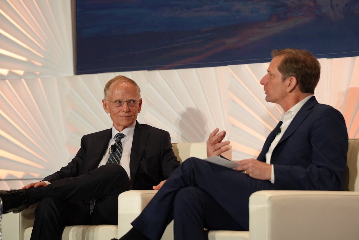 Automotive_News's tweet photo. Van Tuyl (left) tells Jamie Butters what he learned from his Dad. He said he loved what he did and was a big-thinker who was people-driven. #ANRetailForum #NADASHOW https://t.co/SpY2sGr9NF