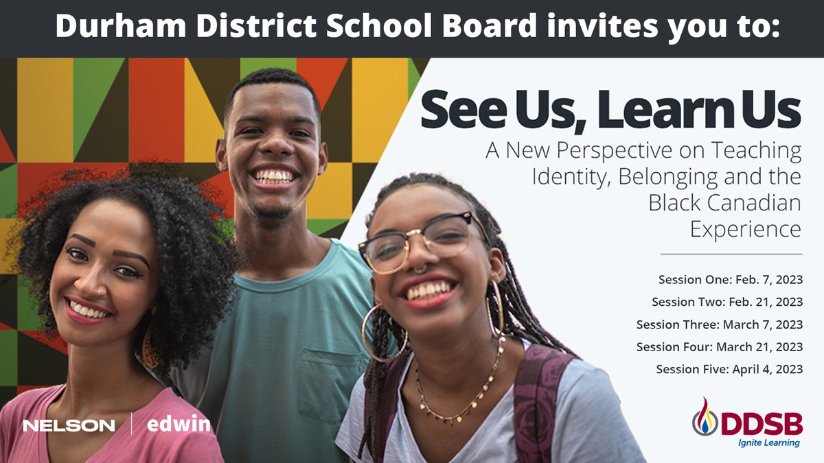 DDSBSocials1-12 (@programsdept) on Twitter photo Coming Soon! An insightful webinar series that will deepen your understanding of the Black Canadian experience to better support students' identity and sense of belonging at school. Contact your admin or SS/History facilitator, Leandra Coore, for details. <a href="/DDSBSchools/">Durham District School Board (DDSB)</a> Coming Soon! An insightful webinar series that will deepen your understanding of the Black Canadian experience to better support students' identity and sense of belonging at school. Contact your admin or SS/History facilitator, Leandra Coore, for details. <a href="/DDSBSchools/">Durham District School Board (DDSB)</a>