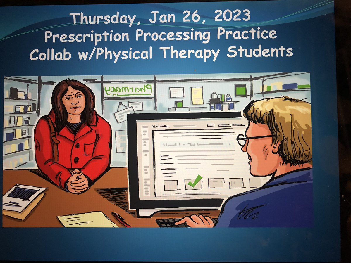 ACCPharmacyTech's tweet photo. Pharm Tech students performing first step in prescription processing: getting patient info from Physical Therapy “patients” @APSCareerCenter @APS_CTE @arlingtontechcc https://t.co/hLFNtG47s8