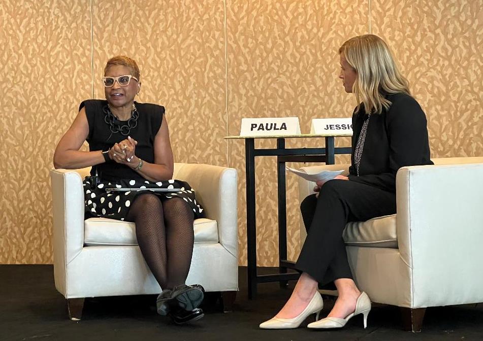 corpdirforum's tweet image. Happening now at #DirectorsForum2023, a #keynote by @PaulaBoggsESQ followed by an interview with Paula by @JessicaNGrounds. 

#corpgov #leadership #diversity #equity #inclusion #dei