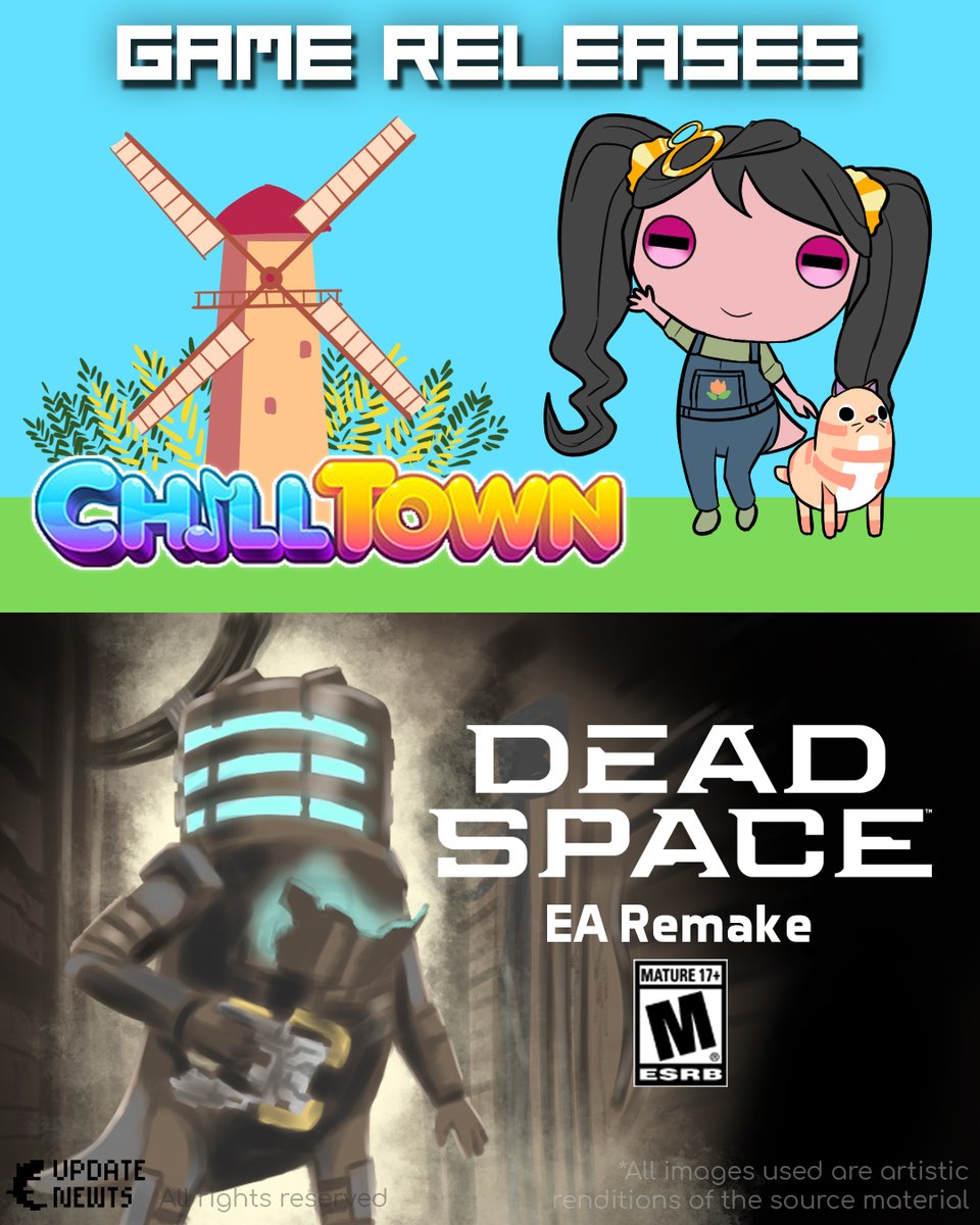 update_newts's tweet photo. Newt-able game releases!

Developer Low-Hi Tech releases the sequel to Chill corner; Chill Town!

Check you kinesis modules and count your MedPacks; EA's much awaited remake of #DeadSpace is about to drop.

#DeadSpaceRemake #GamingNews https://t.co/swZdocEtOQ