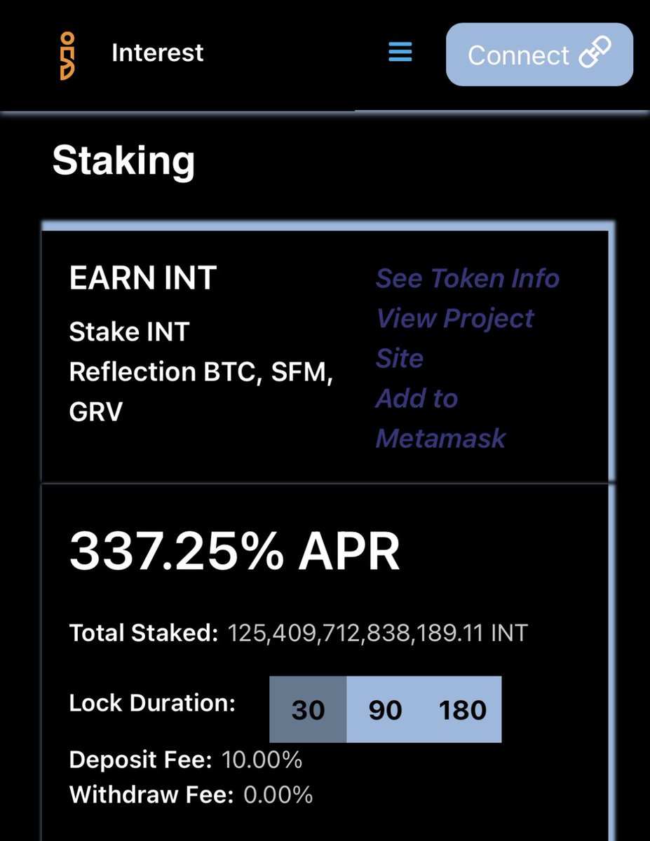 cryptog85406035's tweet photo. Earn 337% staking #Interest #InterestBSC https://t.co/3hEFhXHhJ2