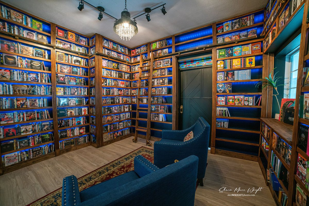 garycwarren's tweet image. I saw that #physicalmedia was trending and I thought I'd share some shots of my brand new library that my wife built for me.