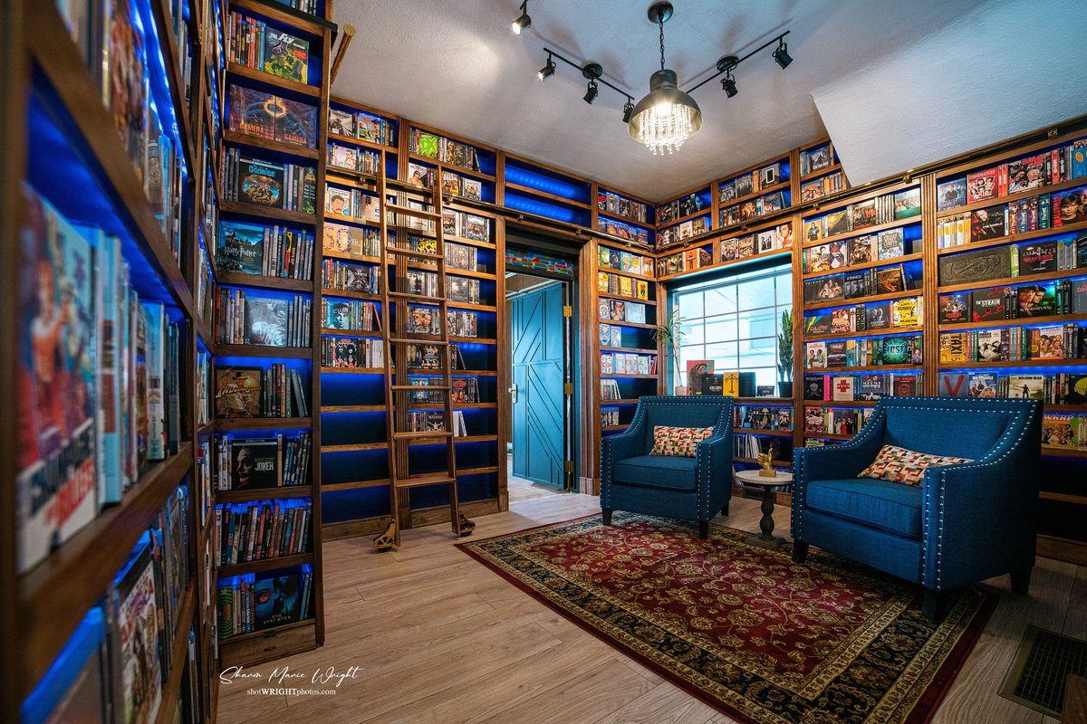 garycwarren's tweet image. I saw that #physicalmedia was trending and I thought I'd share some shots of my brand new library that my wife built for me.