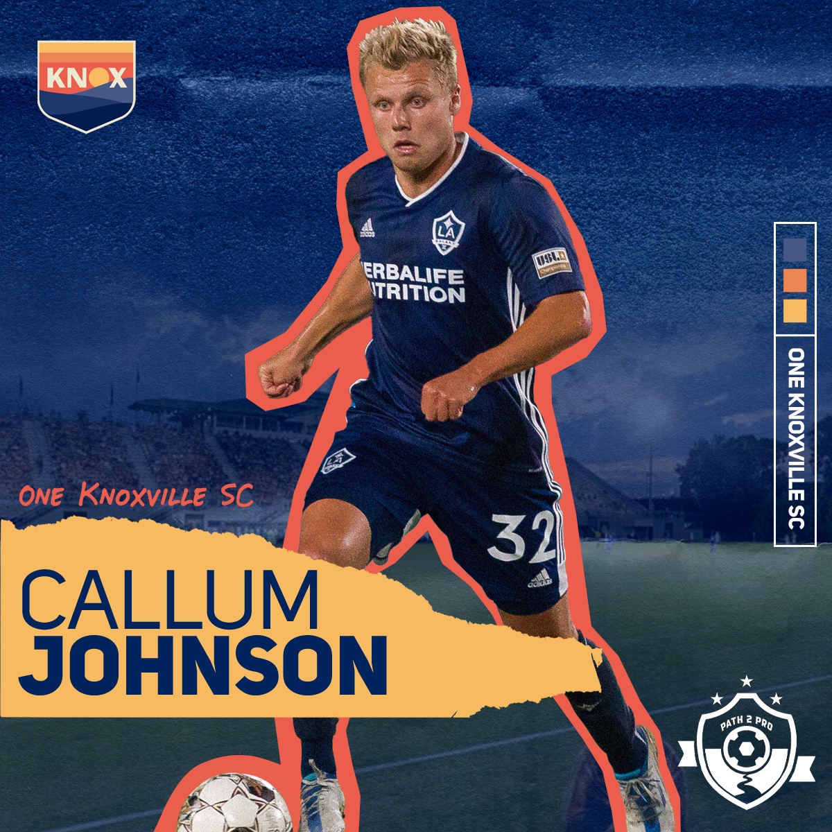 path2prosoccer's tweet photo. Ecstatic to announce that 🇺🇸/🏴󠁧󠁢󠁥󠁮󠁧󠁿 midfielder @CallumJohnson06 has signed with @OneKnoxSC.

Callum joins Knoxville after winning an NCAA National Championship with @ClemsonMSoccer in 2021, and being drafted 42nd overall by LA Galaxy in the 2022 MLS SuperDraft.

#Path2Pro https://t.co/78gtL7vLKX
