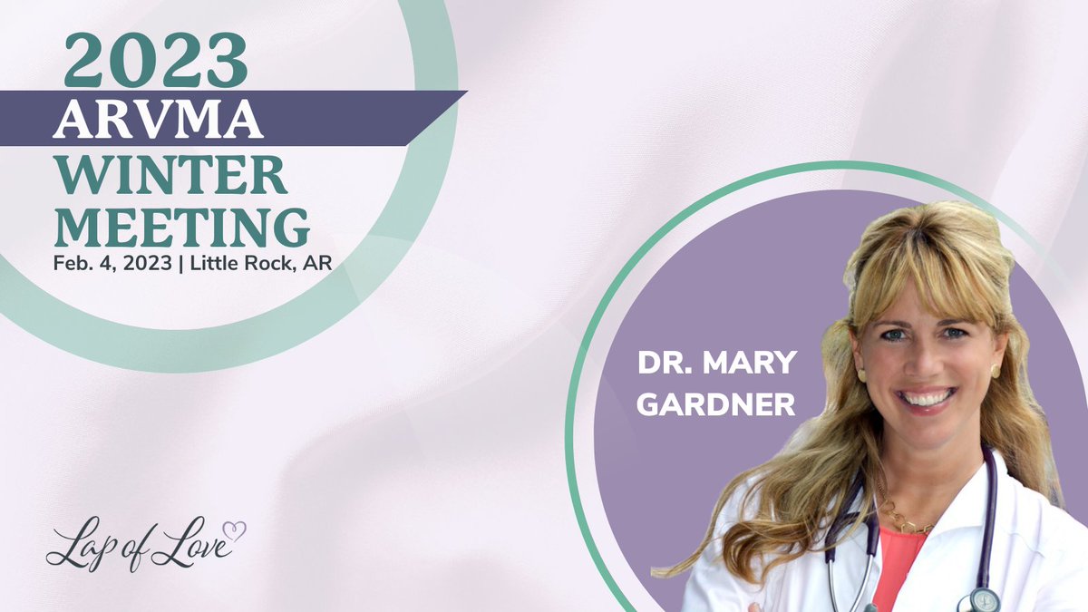 Lap of Love Co-Founder <a href="/drmarygardner/">Dr Mary Gardner 🐡</a> will be speaking at the 2023 ArVMA Annual Winter Meeting on Saturday, February 4! Please see details regarding her sessions here: hubs.li/Q01znTsm0 

#veterinarymedicine #vetmed #veterinarian
