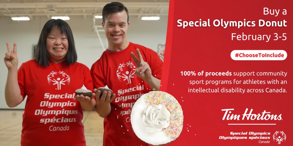 SpecialOBC's tweet photo. The @TimHortons Special Olympics Donut is back next week! Get yours at your local Tim Hortons from Feb 3-5 to support Special Olympics communities across Canada! 🍩

Learn more: https://t.co/ZpciVYTnL9

#ChooseToInclude https://t.co/3GAxBgzEJE