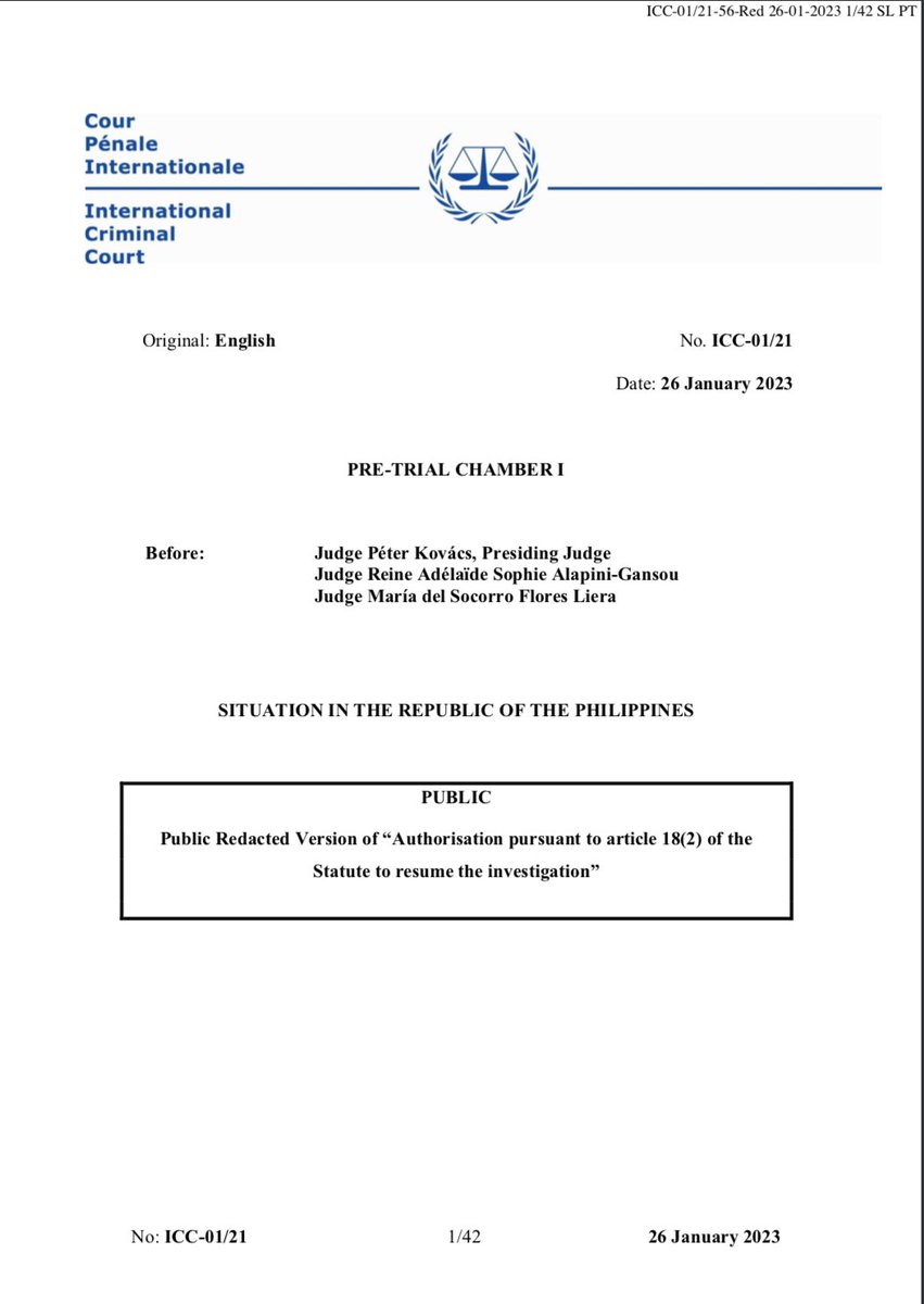 mikenavallo's tweet photo. NEW OVERNIGHT: 

ICC approves resumption of probe into PH drug war, Davao killings

ICC Pre-Trial Chamber says it is not satisfied that PH is undertaking relevant investigations that would warrant deferral of Court’s probe.

https://t.co/BzGudDZaPv https://t.co/mSGuQYAnal