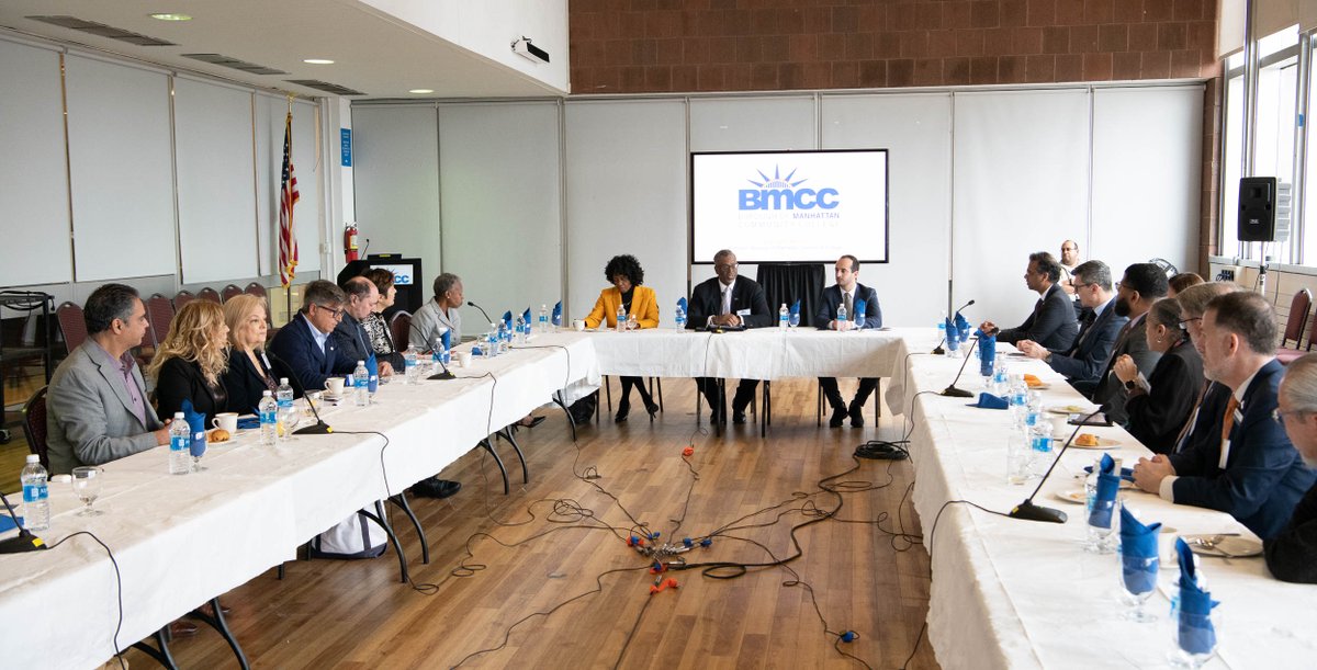 bmcc_cuny's tweet photo. BMCC President Anthony E. Munroe and CUNY Vice-Chancellor for Student Affairs Denise B. Maybank welcomed a delegation of education leaders from Italy during a breakfast event on January 25 in Richard Harris Terrace at 199 Chambers Street. https://t.co/GjuiDGQabw