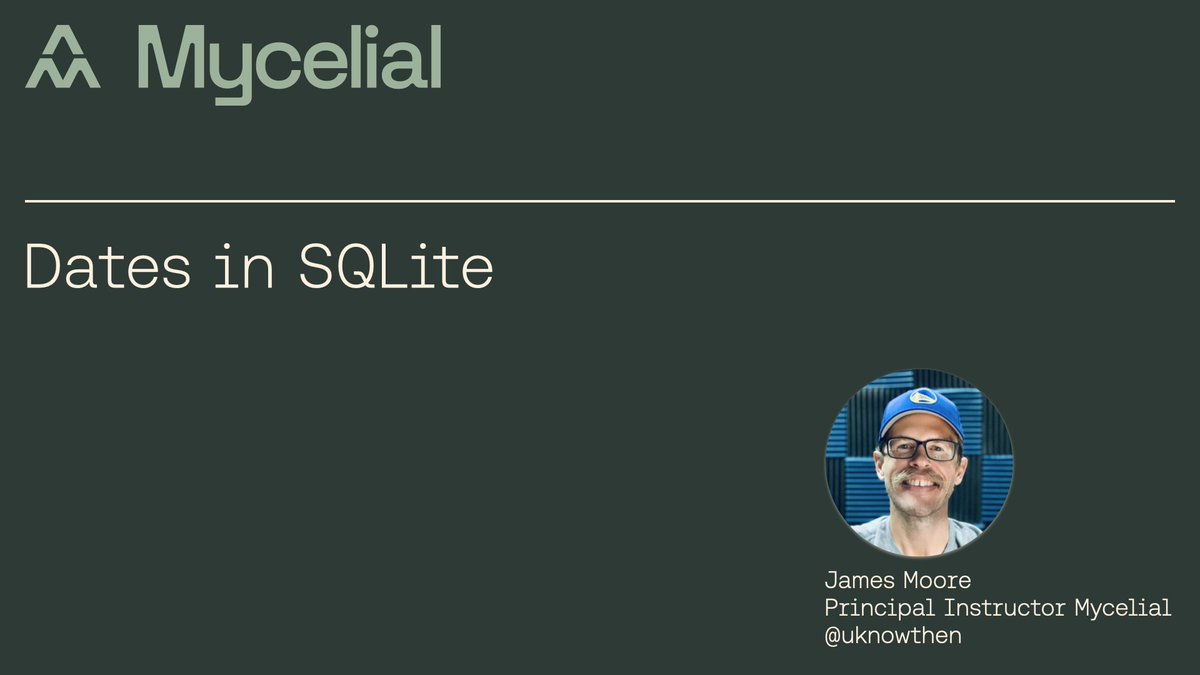 #SQLite doesn't have date and time datatypes, which begs the question, how do you deal with your date and time values?

mycelial.com/blog/dates-in-…