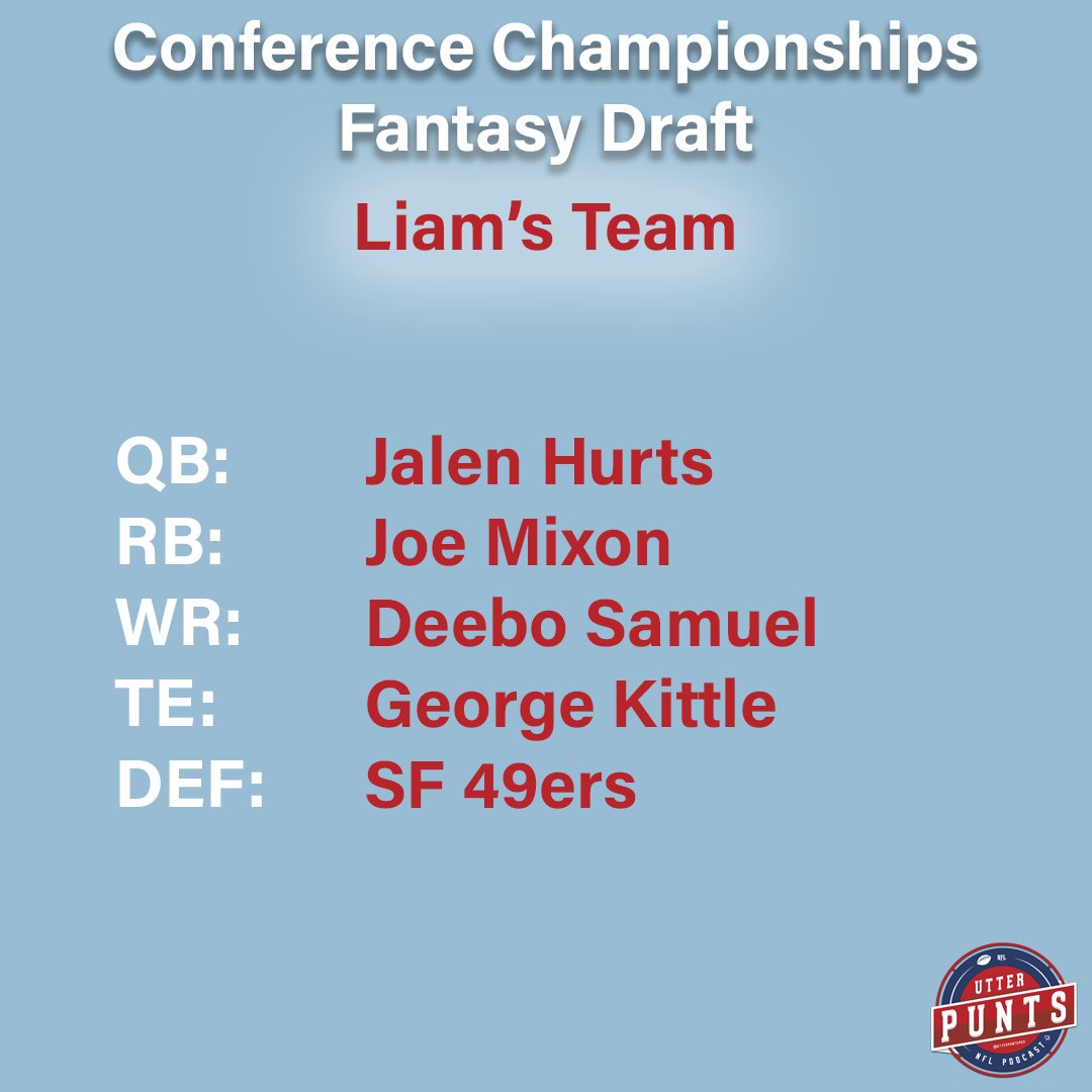 UtterPuntsPod's tweet photo. The latest episode of Utter Punts is available for you right now from wherever you get your podcasts! 

This week we've picked our fantasy draft for the Conference Championships. But who's picked best? https://t.co/xiE8neVVAH