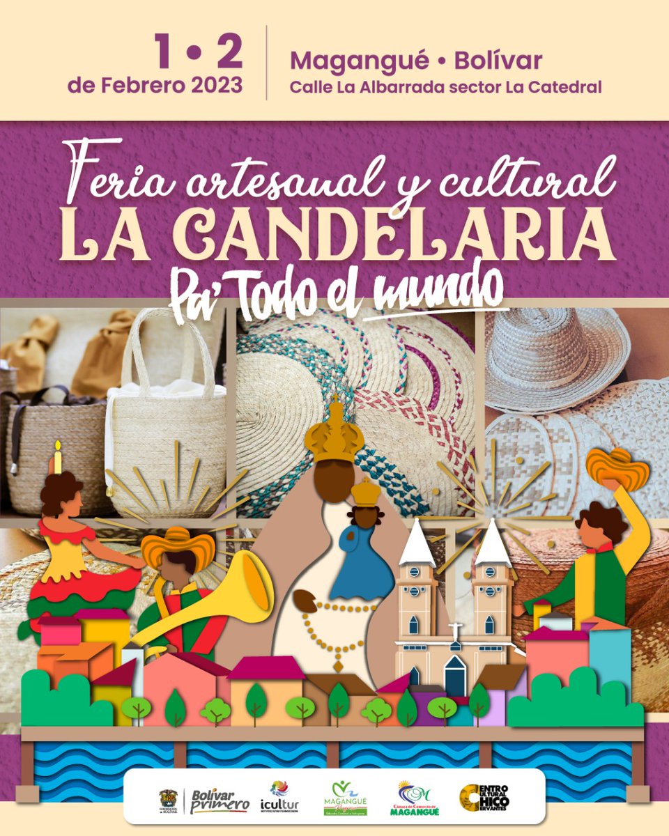 icultur_Bolivar's tweet photo. 🤩 La Capital de los Ríos , Magangué es el epicentro de la cultura en Bolívar este 1 y 2 de febrero con la Feria Artesanal y Cultural La Candelaria que se realizará en la Calle de la Albarrada en el sector La Catedral con artesanos de Cascajal, Betania y Barranca.
@ivansanes https://t.co/7fznxCBVSZ