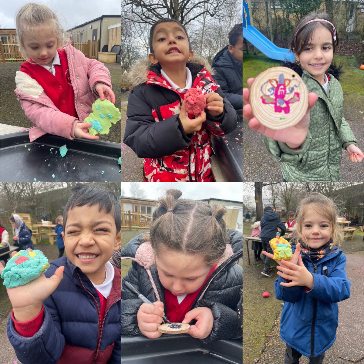 MissMcCCTS's tweet photo. Thank you @MsHCTS for a lovely forest school session today for #cherryweek! We read ‘The Colour Monster’ and thought about all the emotions. We had a go at making our own colour monsters and worked together to find the story stones #ctsforestschools @headcherrytree @CTS_Watford https://t.co/Y2qYVTSgSF