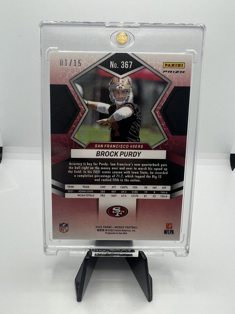 956Segura's tweet photo. Check out 2022 Panini Prizm Blue Fluorescent Mosaic Brock Purdy #367 01/15 RC Rookie 
#BrockPurdy #Auction #Sportscards #collectibles #49ers #rookiecard  
https://t.co/YWSCz5CFGn #eBay via @eBay https://t.co/LDRWewGbhg