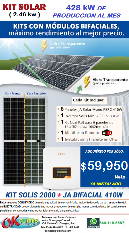 okclimas's tweet photo. KIT DE PANELES SOLARES A SOLO $59,950 INSTALADO ¡¡ https://t.co/Hik0mvWT7b