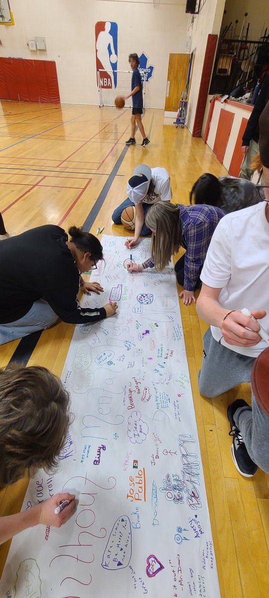 JennaBarney's tweet photo. @XavierJRH contributed to a school-wide poster for Mental Health Awareness! It was amazing to come together as a whole group! It now hangs in our cafeteria! #juniorhigh #mentalhealth @SISNLESD @NLESDCA 🩵 https://t.co/0ACf8OjfGv