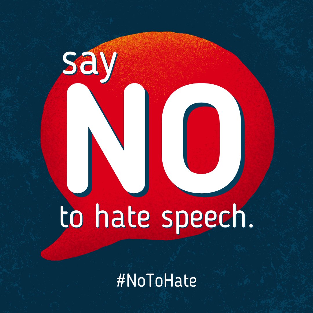 Our world is not immune to the poison of hate – the hate that says another person is less than my equal, less than human. We must fight back against the rising tide of antisemitism & hate speech wherever, whenever we face them. #NoToHate
