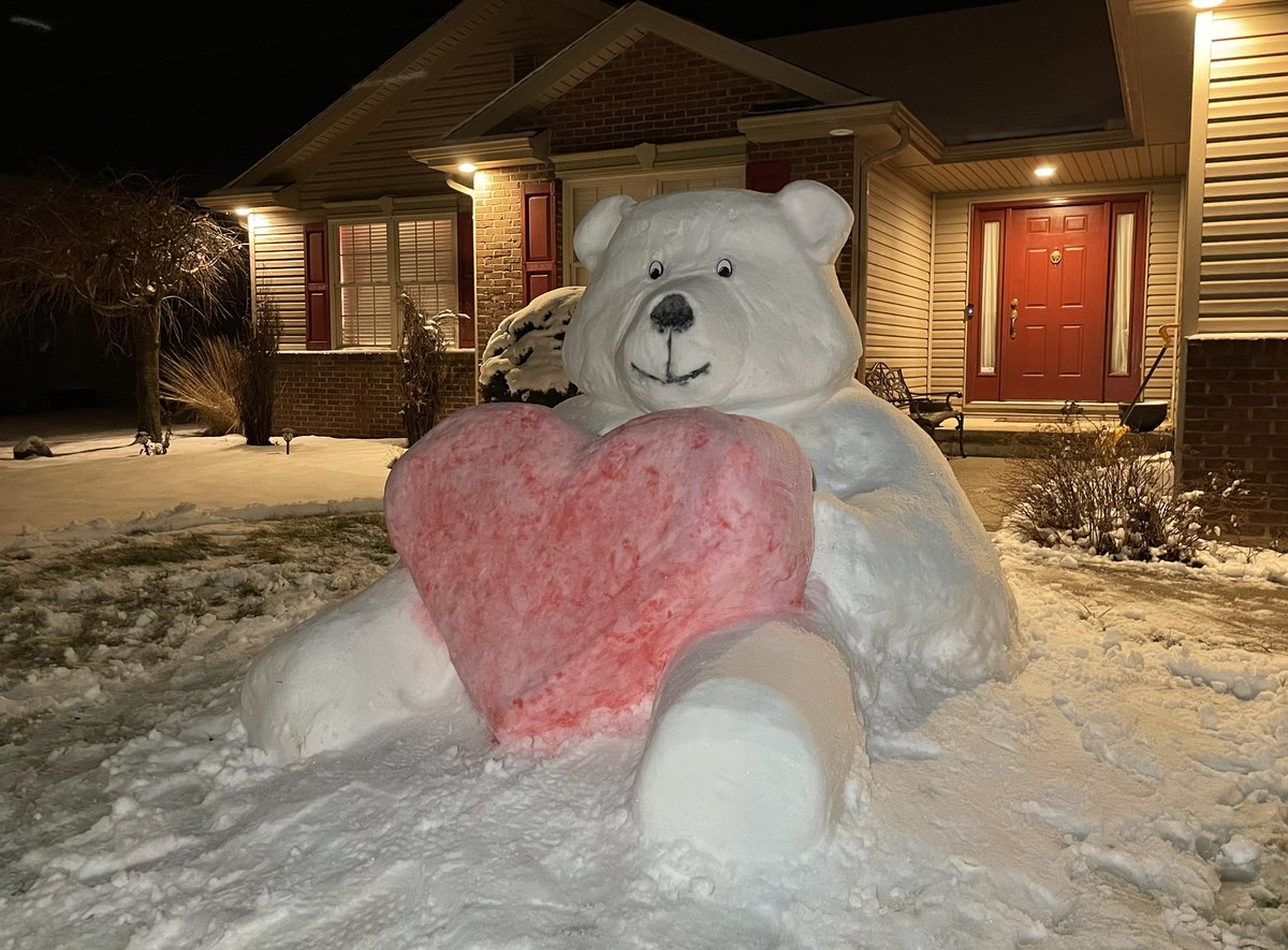 Our family’s snow teddy bear made of snow…