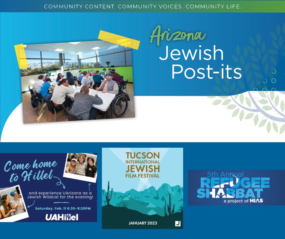 JPSATucson's tweet photo. There's always a lot going on in our Jewish community. The Tucson International Jewish Film Festival, a chance to meet UArizona head football coach Jedd Fisch, the 5th annual International Refugee Shabbat: Read about these &amp; more in this month's Post-Its https://t.co/VAIpiYSV8M https://t.co/HGc75Ktez0