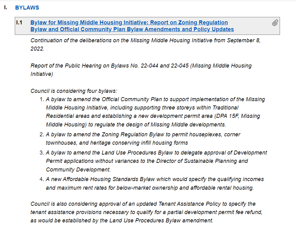 Here we go! Victoria council discussing the Missing Middle Housing Initiative There's no recap or staff presentation on the item but Mayor Marianne Alto is introducing it before council members get to speak to it #yyjpoli