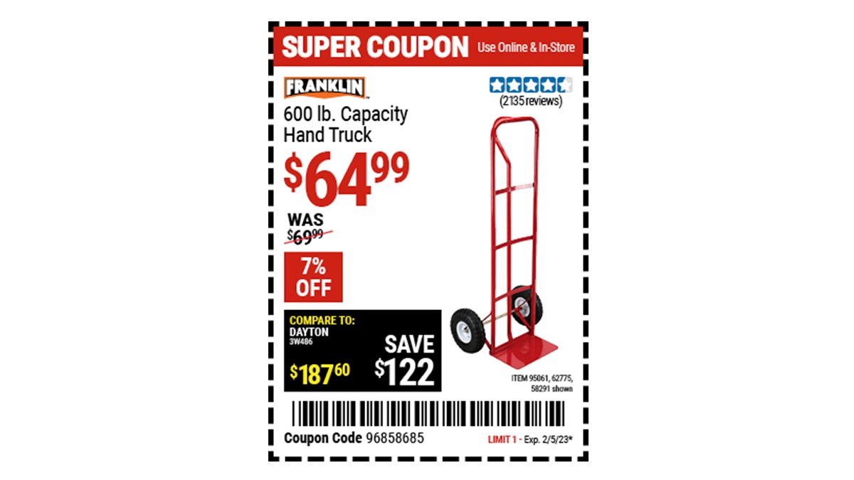 Harbor Freight on Twitter "Buy the FRANKLIN 600 lb. Capacity Hand