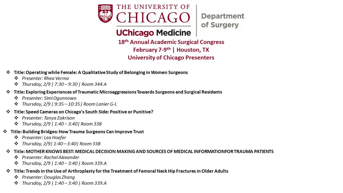Who's getting excited for #ASC2023?! 

We certainly are!  While you're there, check out some of the many (17!) great presentations by residents and medical students from <a href="/UChicagoMed/">UChicago Medicine</a> and <a href="/UChiPritzker/">UChicago Pritzker School of Medicine</a> !