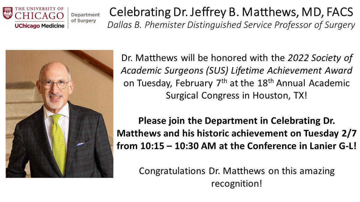And don't forget to join us in celebrating the one and only <a href="/JBMatthews/">Jeff Matthews MD</a> Lifetime Achievement Award! #ASC2023