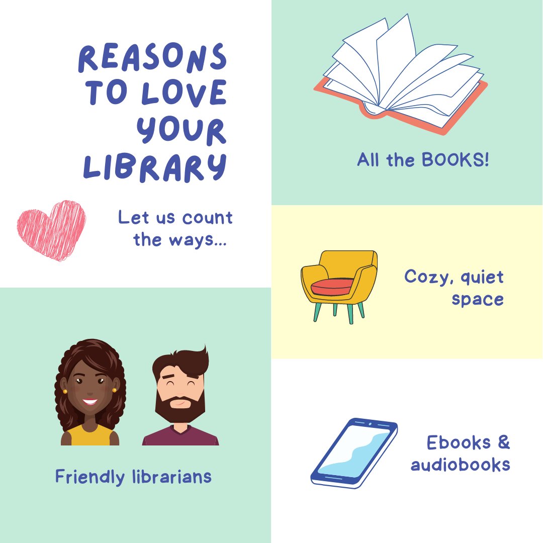 Libby, by OverDrive (@libbyapp) on Twitter photo I mean, we could go on all day... 
What do you love most about your library? Tag them in and feel the 💓 ! I mean, we could go on all day... 
What do you love most about your library? Tag them in and feel the 💓 !